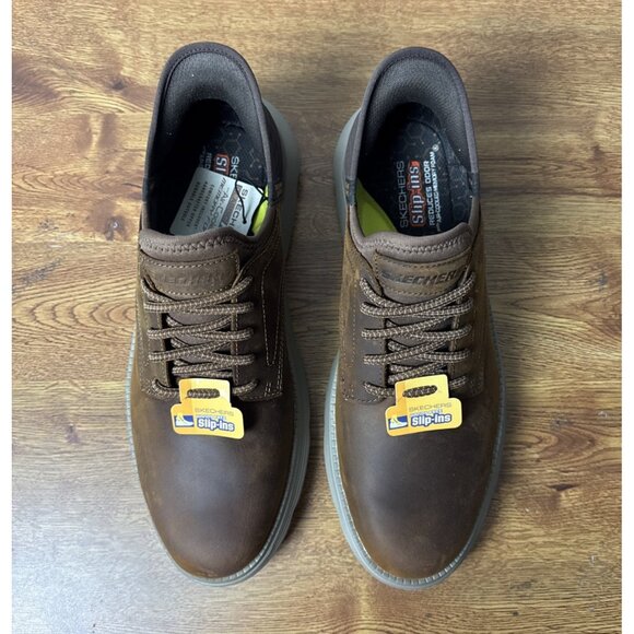 Skechers Mens Hands-Free Slip-ins Shoes Brown Leather Garza-Gervin Size 12 main image 7